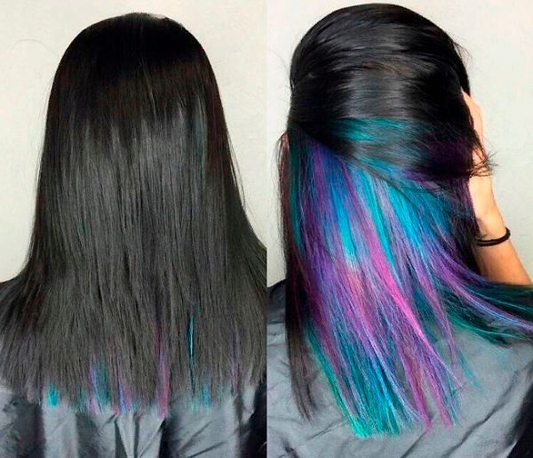 Скрытое окрашивание волос синий. Фото №9: Скрытое окрашивание волос синий.